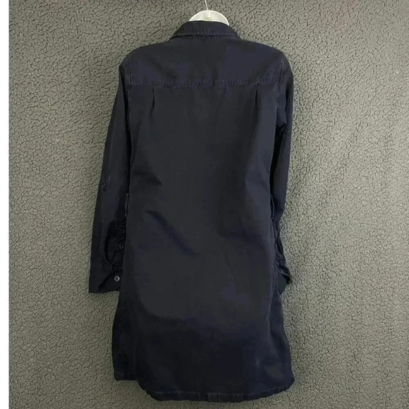 J.Crew Dark Blue Trench Dress Sz 4 - Button Up Long Sleeve Collared 100% Cotton - Picture 10 of 12